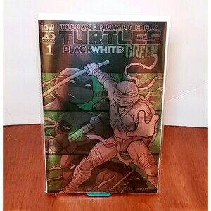 TEENAGE MUTANT NINJA TURTLES BLACK WHITE & GREEN #1 1:10 Inc Ganucheau Variant